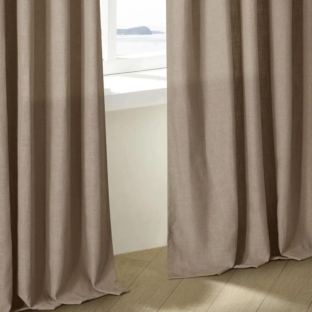 Brand New Latte Linen Pinch Pleated Curtains 40